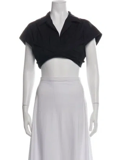 Pre-owned Jacquemus V-neck Short Sleeve Crop Top In Green
