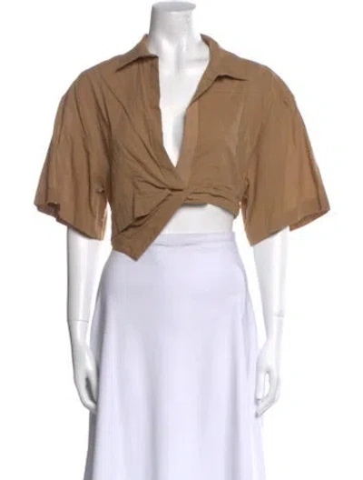 Pre-owned Jacquemus V-neck Short Sleeve Crop Top In Neutral