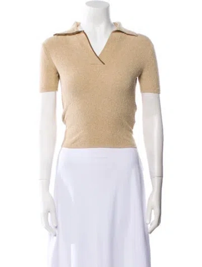 Pre-owned Jacquemus V-neck Short Sleeve Crop Top In Neutral