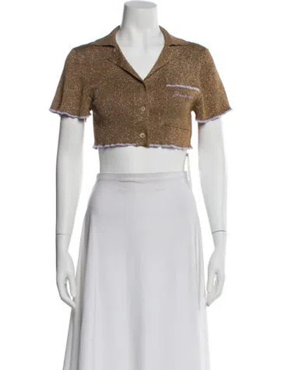 Pre-owned Jacquemus V-neck Short Sleeve Crop Top In Neutral