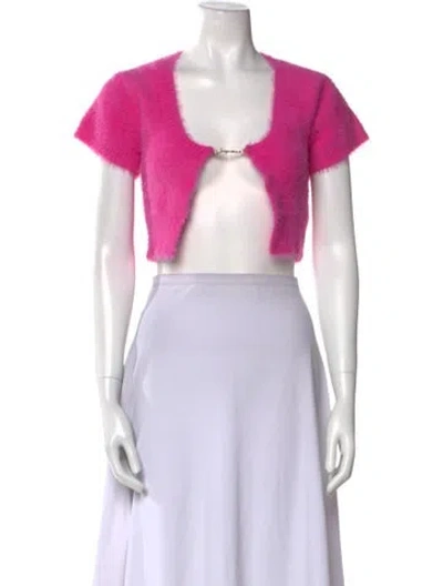 Pre-owned Jacquemus V-neck Short Sleeve Crop Top In Pink