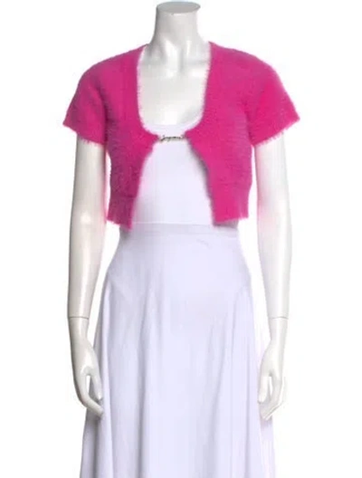 Pre-owned Jacquemus V-neck Short Sleeve Crop Top In Pink