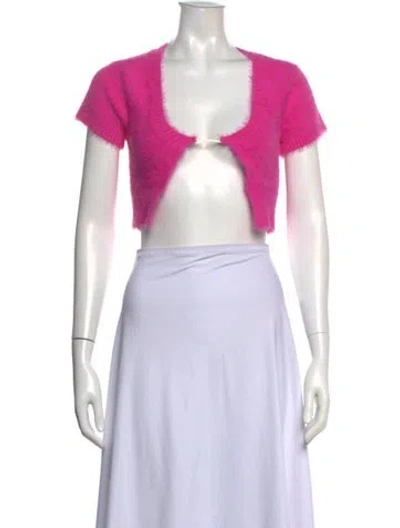 Pre-owned Jacquemus V-neck Short Sleeve Crop Top In Pink