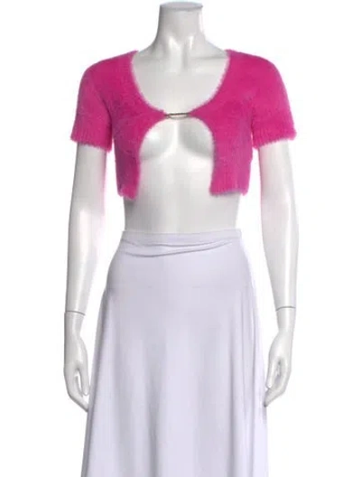 Pre-owned Jacquemus V-neck Short Sleeve Crop Top In Pink