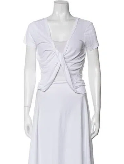 Pre-owned Jacquemus V-neck Short Sleeve Crop Top In White