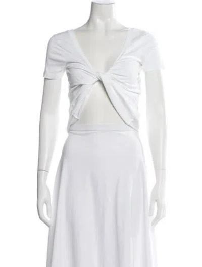 Pre-owned Jacquemus V-neck Short Sleeve Crop Top In White