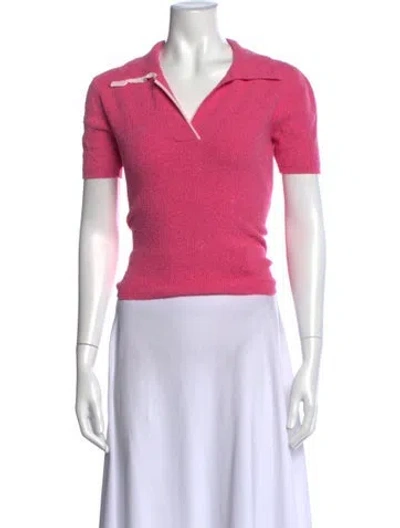 Pre-owned Jacquemus V-neck Short Sleeve Polo In Pink