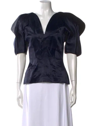 Pre-owned Jacquemus V-neck Short Sleeve Top In Blue