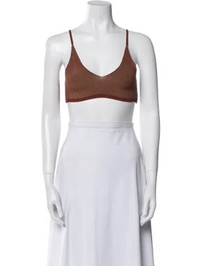 Pre-owned Jacquemus V-neck Sleeveless Crop Top In Brown