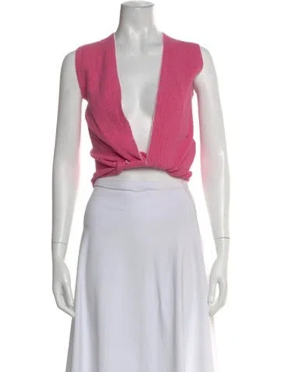 Pre-owned Jacquemus V-neck Sleeveless Crop Top In Pink