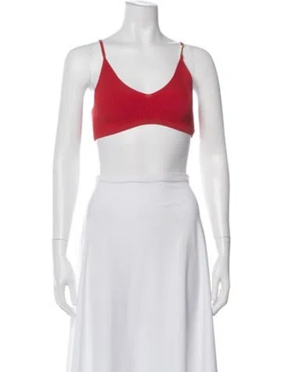 Pre-owned Jacquemus V-neck Sleeveless Crop Top In Red