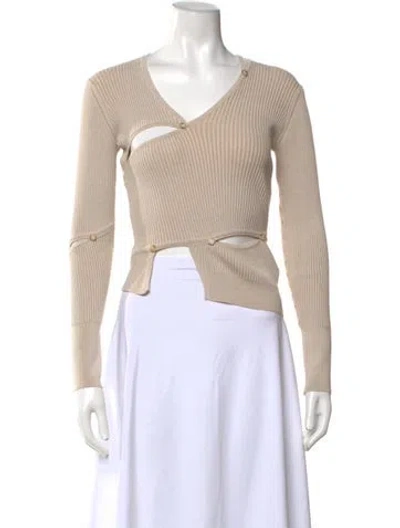 Pre-owned Jacquemus V-neck Sweater In Neutral