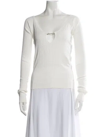 Pre-owned Jacquemus V-neck Sweater In White