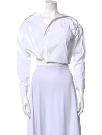 Pre-owned Jacquemus V-neck Three-quarter Sleeve Crop Top In White