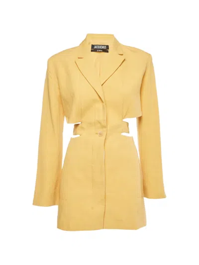 Pre-owned Jacquemus Waist Cutout Mini Dress In Yellow