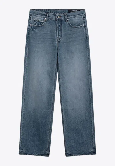Jacquemus Washed Straight-leg Jeans In Blue