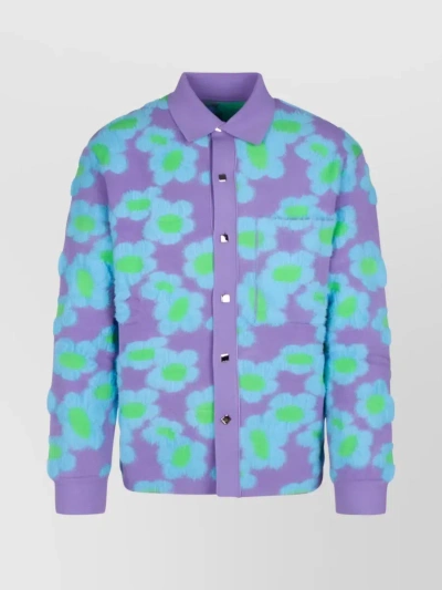 Jacquemus Whimsical Daisy Knit Jacket In Purple