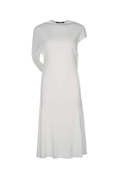 Jacquemus White Long Dress With Round Neck And Maxi Cut-out On The Rear In Viscose Blend Woman