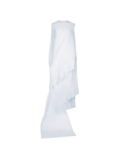 Jacquemus La Robe Traversin Courte Asymmetric Cotton-poplin Midi Dress In Neutral