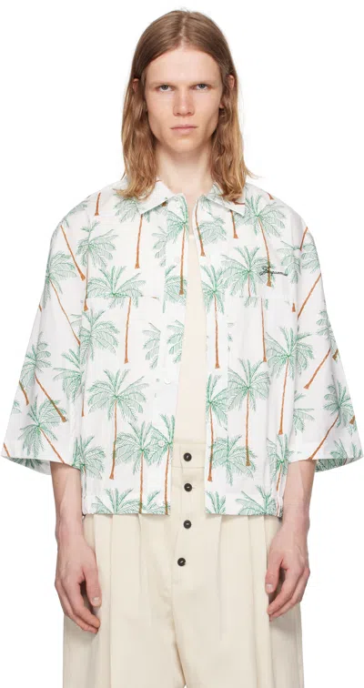 JACQUEMUS WHITE & GREEN LA CROISIÈRE 'THE CANEVAS SHORT-SLEEVE' SHIRT
