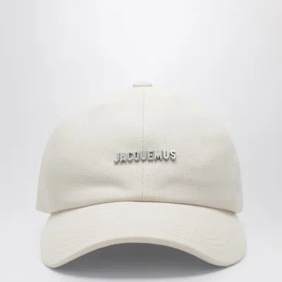 Jacquemus White Baseball Cap With Logo In Red