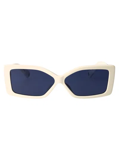 Jacquemus White Blue Acetate Sunglasses In Neutral