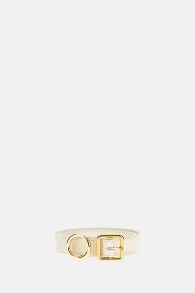 Jacquemus White Circle And Square Buckle Belt.