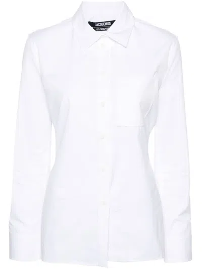 Jacquemus White Cotton Poplin Classic Collar Shirt For Women