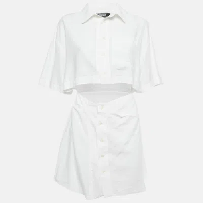 Pre-owned Jacquemus White Crepe Cut-out Mini Dress M