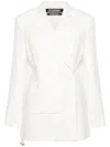 JACQUEMUS WHITE CREPE TEXTURED BLAZER JACKET WITH DOUBLE-BREASTED BUTTON FASTENING