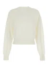 Jacquemus White Crew Neck Sweater With Back Logo In Merino Wool Woman In White