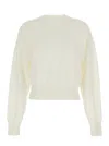 Jacquemus White Crew Neck Sweater With Back Logo In Merino Wool Woman In White