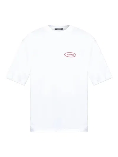Jacquemus White Crewneck Logo Embroidered T-shirt