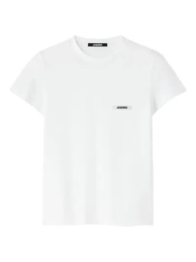 JACQUEMUS WHITE CREWNECK LOGO T-SHIRT