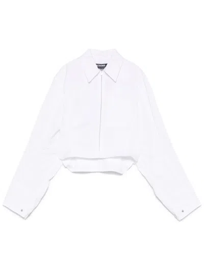 JACQUEMUS WHITE CROPPED SHIRT