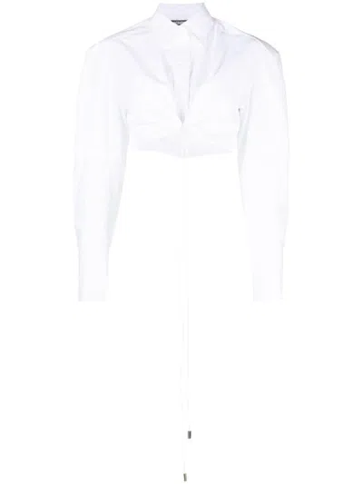 Jacquemus White Cropped Shirt With Button Details For Women