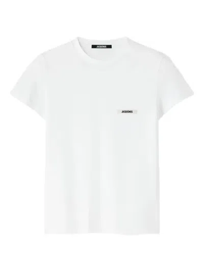 Jacquemus Womens Le T-shirt Grosgrain-logo Cotton-jersey T-shirt White Xs