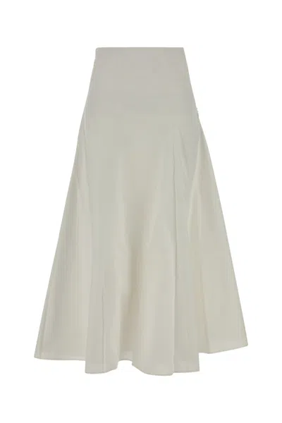 JACQUEMUS WHITE FLARED MAXI SKIRT.