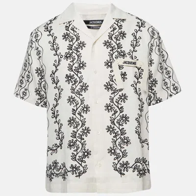 Pre-owned Jacquemus White Floral Print Linen Buttoned Shirt S