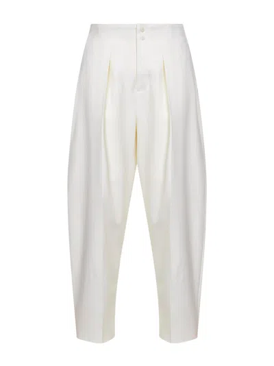 Jacquemus White Fluid Tailored Cotton The Moisson Tailored Trousers In Neutral