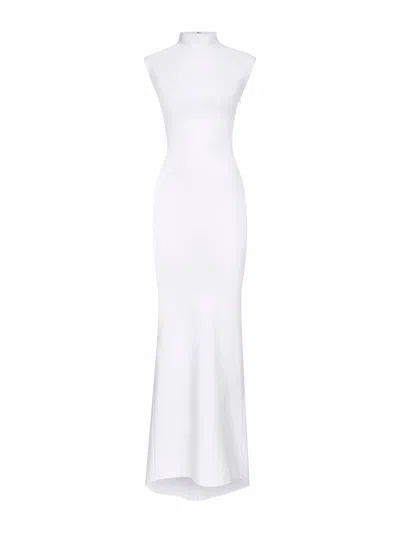 Jacquemus White Jersey Crepe The Alba Long Dress
