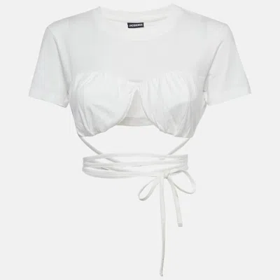 Pre-owned Jacquemus White Jersey Tie-up Le Baci Crop Top S