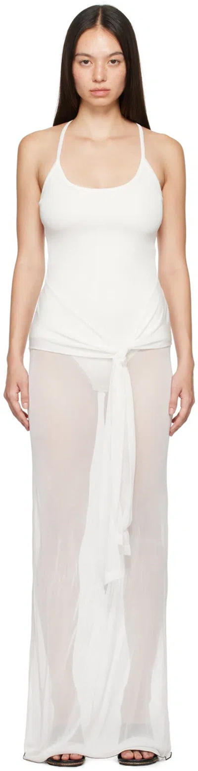 Jacquemus White La Casa 'la Robe Maille Nodo' Maxi Dress In 110 Off-white