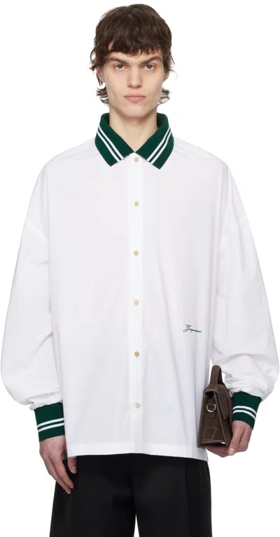 JACQUEMUS WHITE LA CROISIÈRE 'THE BASEBALL LONG-SLEEVE' SHIRT