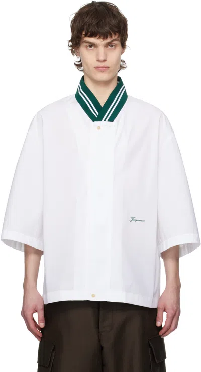 JACQUEMUS WHITE LA CROISIÈRE 'THE BASEBALL SHORT-SLEEVE' SHIRT