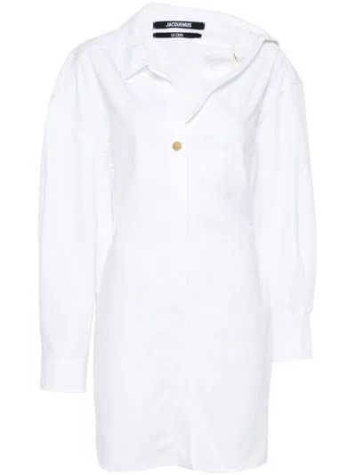 JACQUEMUS WHITE LA MINI ROBE CHEMISE DRESS