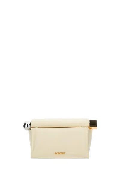 Jacquemus White La Pochette Rond Carre Nappa Leather Clutch