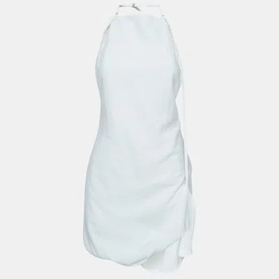 Pre-owned Jacquemus White Lannee 97 Poplin Asymmetric Mini Dress S