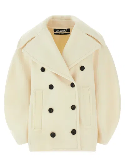 JACQUEMUS WHITE LE CABAN OVALO COAT
