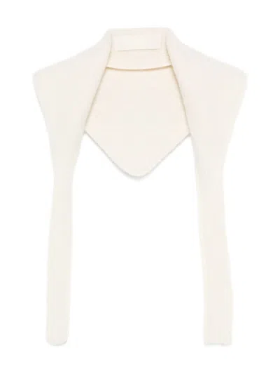 JACQUEMUS WHITE LE CHALE GROS GRAIN SCARF